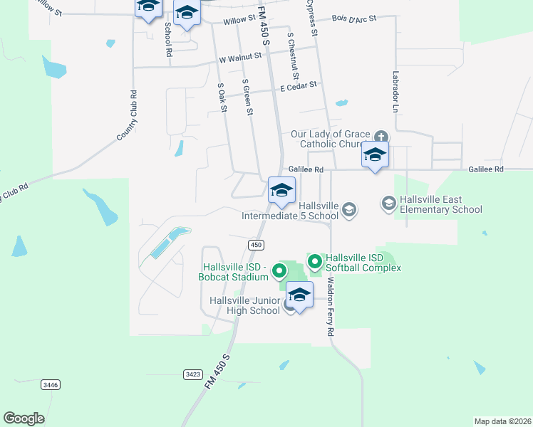 map of restaurants, bars, coffee shops, grocery stores, and more near 601 South Central Street in Hallsville