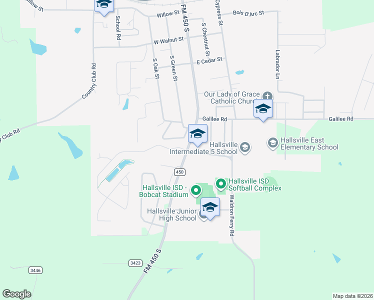 map of restaurants, bars, coffee shops, grocery stores, and more near 601 South Central Street in Hallsville