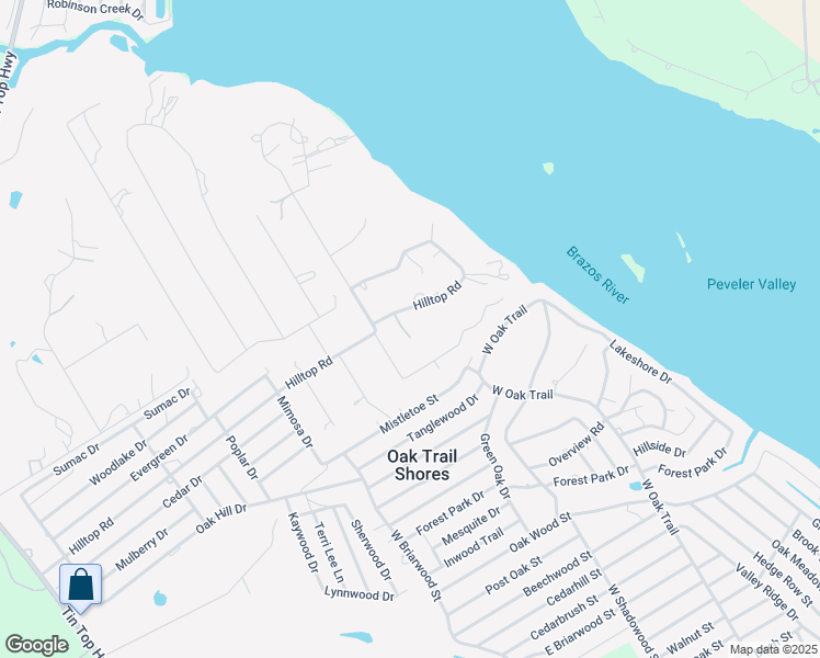 map of restaurants, bars, coffee shops, grocery stores, and more near 3019 Hilltop Road in Granbury