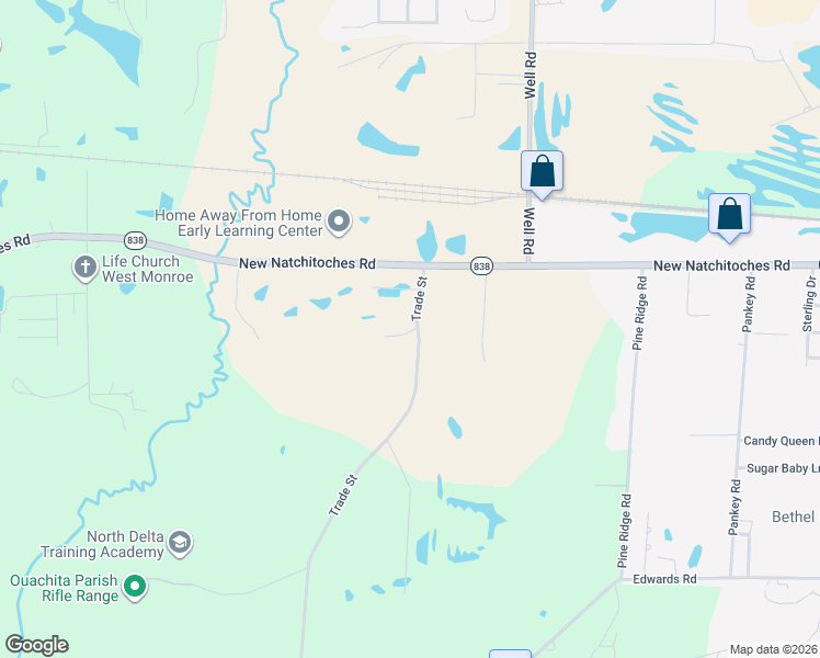 map of restaurants, bars, coffee shops, grocery stores, and more near 172 Smith Cemetary Road in West Monroe