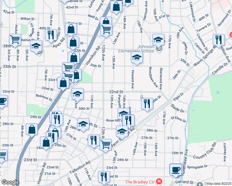 map of restaurants, bars, coffee shops, grocery stores, and more near 3110 Pierpont Avenue in Columbus