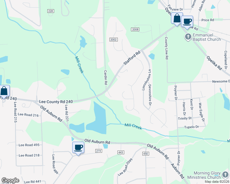 map of restaurants, bars, coffee shops, grocery stores, and more near 11376 Lee County Road 240 in Phenix City
