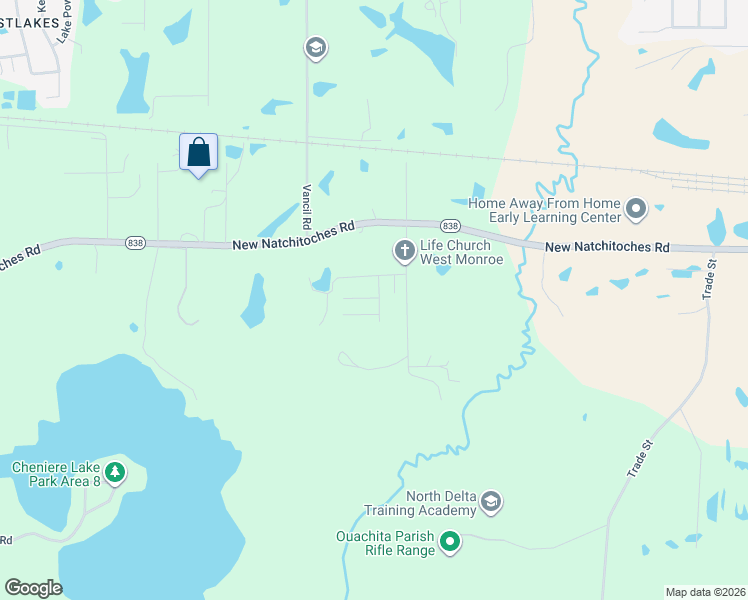map of restaurants, bars, coffee shops, grocery stores, and more near 125 Dv Byrd Lane in West Monroe