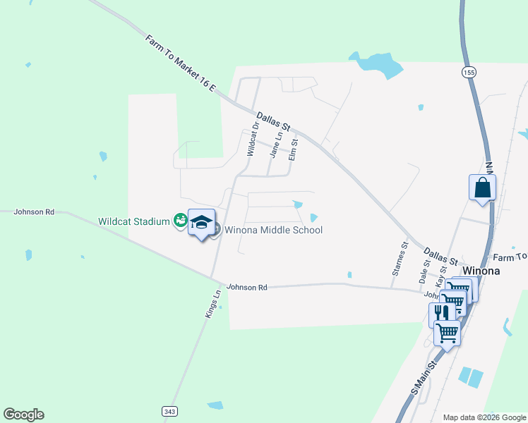 map of restaurants, bars, coffee shops, grocery stores, and more near 112 Hay Meadow Drive in Winona