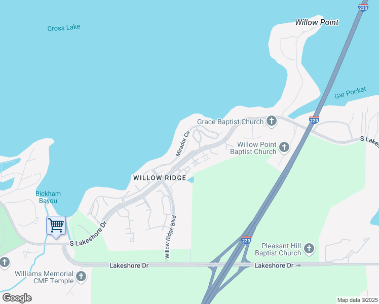 map of restaurants, bars, coffee shops, grocery stores, and more near 5647 South Lakeshore Drive in Shreveport