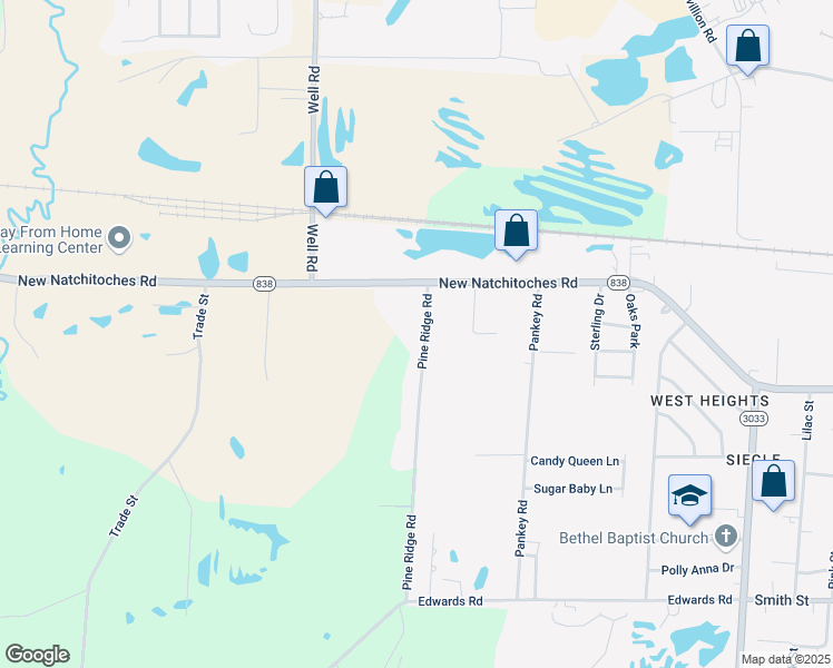 map of restaurants, bars, coffee shops, grocery stores, and more near 132 Pine Ridge Road in West Monroe