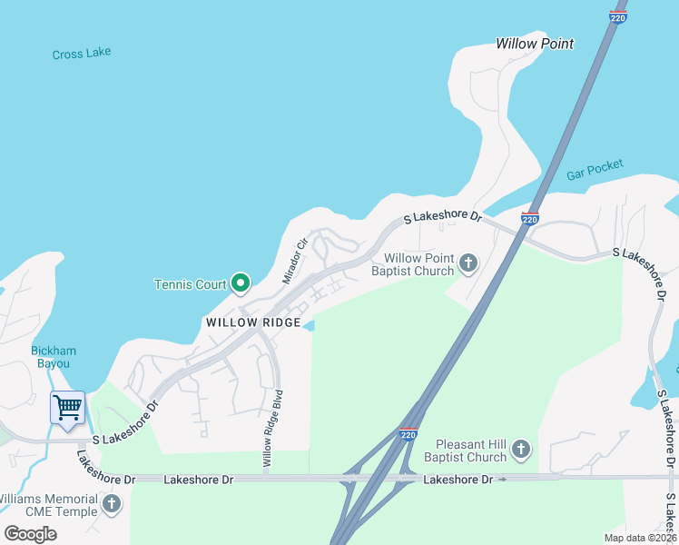 map of restaurants, bars, coffee shops, grocery stores, and more near 6307 Lafleur in Shreveport