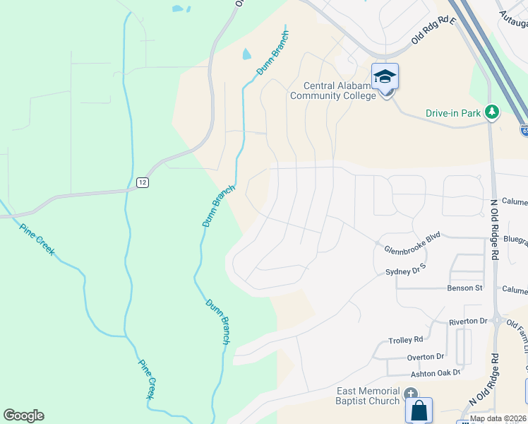 map of restaurants, bars, coffee shops, grocery stores, and more near 1117 Old Ridge Road in Prattville
