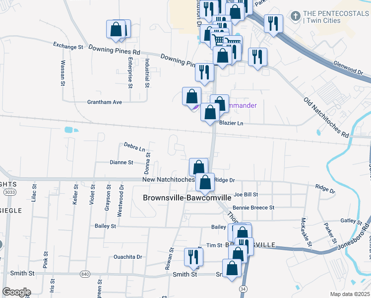 map of restaurants, bars, coffee shops, grocery stores, and more near 910 Thomas Road in West Monroe