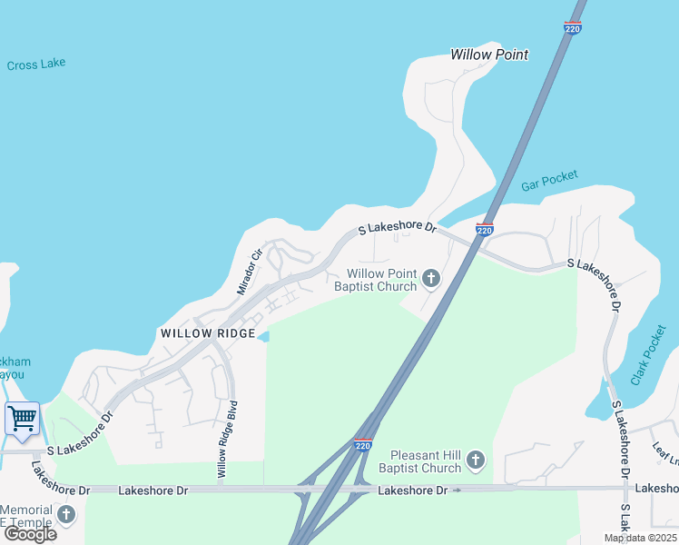 map of restaurants, bars, coffee shops, grocery stores, and more near 5636 South Lakeshore Drive in Shreveport