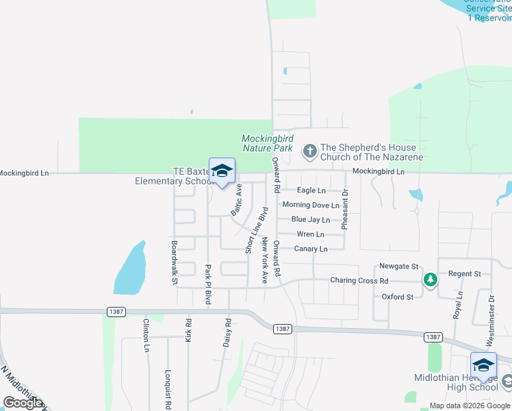 map of restaurants, bars, coffee shops, grocery stores, and more near 1010 North Carolina Avenue in Midlothian