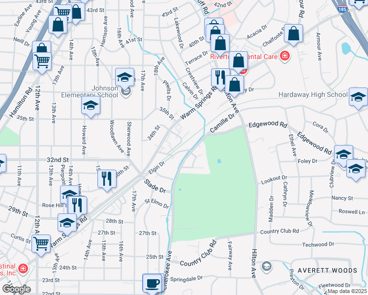 map of restaurants, bars, coffee shops, grocery stores, and more near 2013 Elgin Dr in Columbus