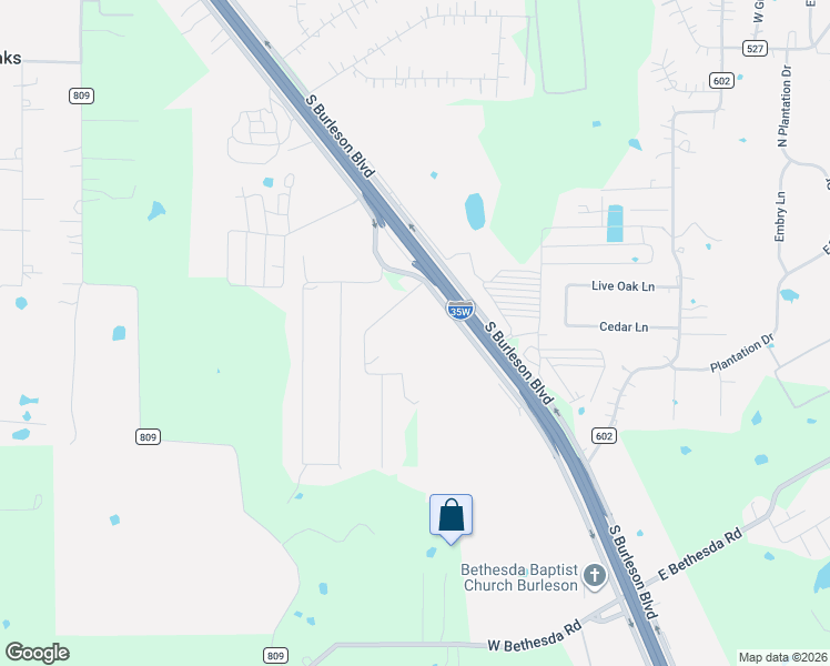 map of restaurants, bars, coffee shops, grocery stores, and more near 2250 South Burleson Boulevard in Burleson