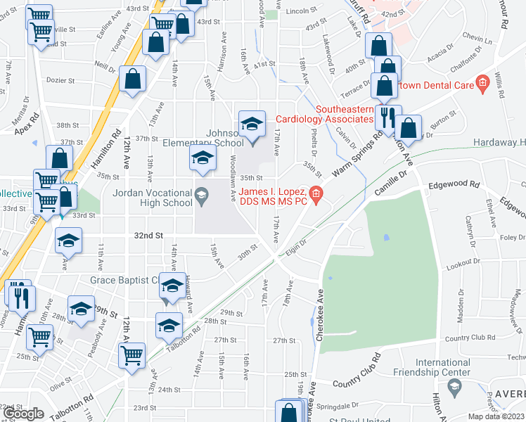 map of restaurants, bars, coffee shops, grocery stores, and more near 3306 Sherwood Avenue in Columbus