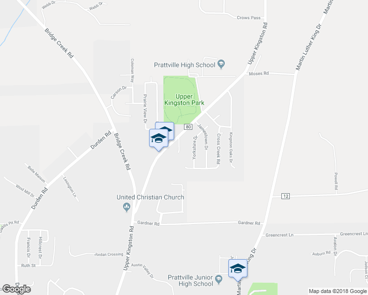 map of restaurants, bars, coffee shops, grocery stores, and more near 1203 Kenwood Court in Prattville