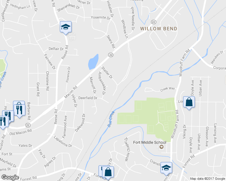 map of restaurants, bars, coffee shops, grocery stores, and more near 3449 Statler Drive in Columbus