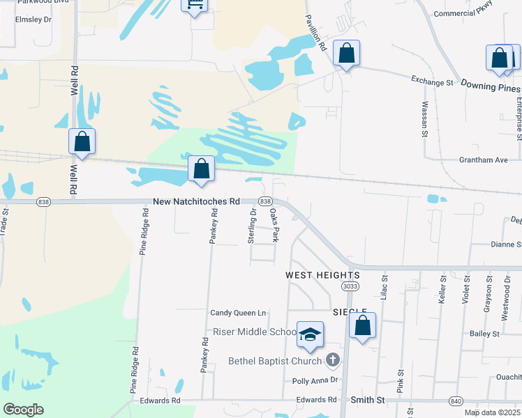 map of restaurants, bars, coffee shops, grocery stores, and more near 1309 New Natchitoches Road in West Monroe