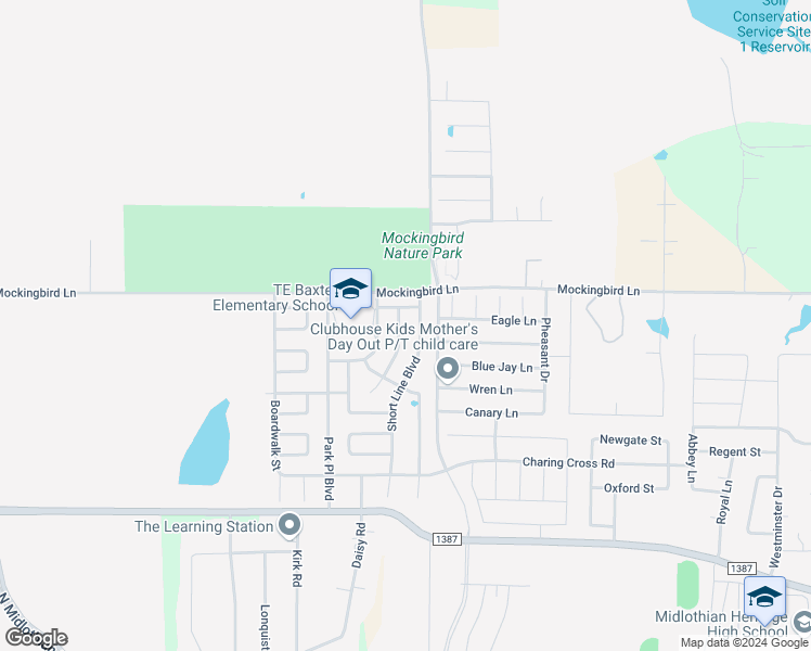 map of restaurants, bars, coffee shops, grocery stores, and more near 1016 North Carolina Avenue in Midlothian
