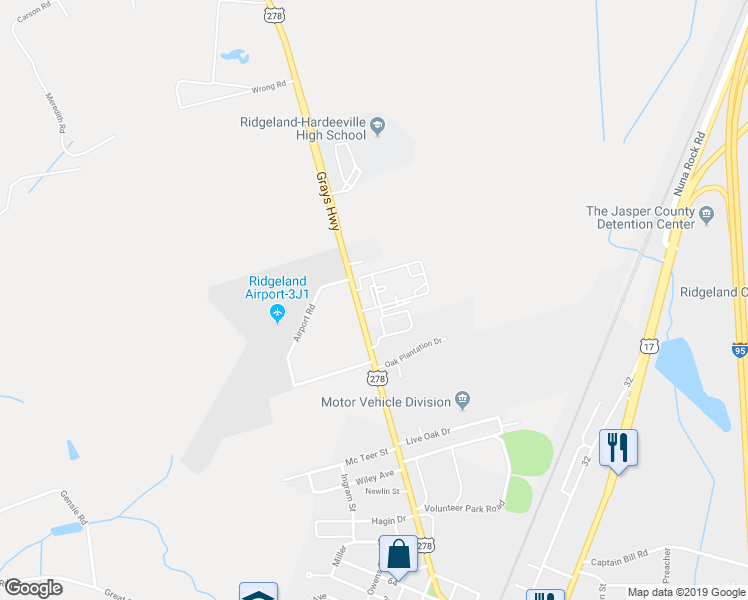 map of restaurants, bars, coffee shops, grocery stores, and more near 1508 Grays Highway in Ridgeland