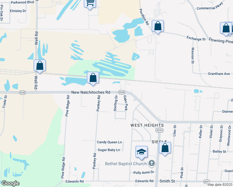 map of restaurants, bars, coffee shops, grocery stores, and more near 1309 New Natchitoches Road in West Monroe