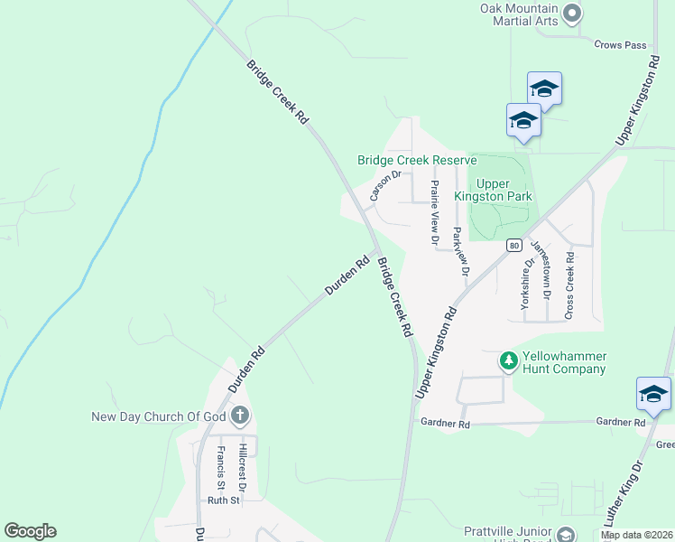 map of restaurants, bars, coffee shops, grocery stores, and more near 1127 Durden Road in Prattville