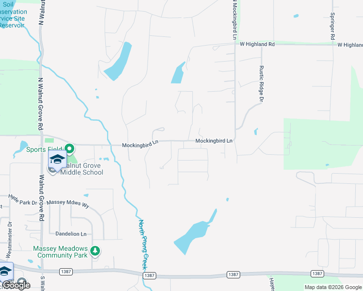 map of restaurants, bars, coffee shops, grocery stores, and more near 4801-4989 Mockingbird Lane in Midlothian