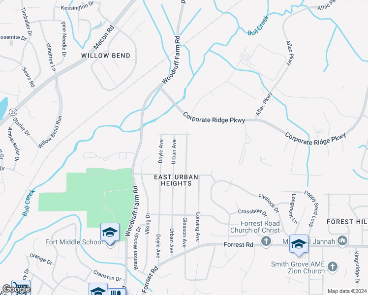 map of restaurants, bars, coffee shops, grocery stores, and more near 3313 Gleason Avenue in Columbus