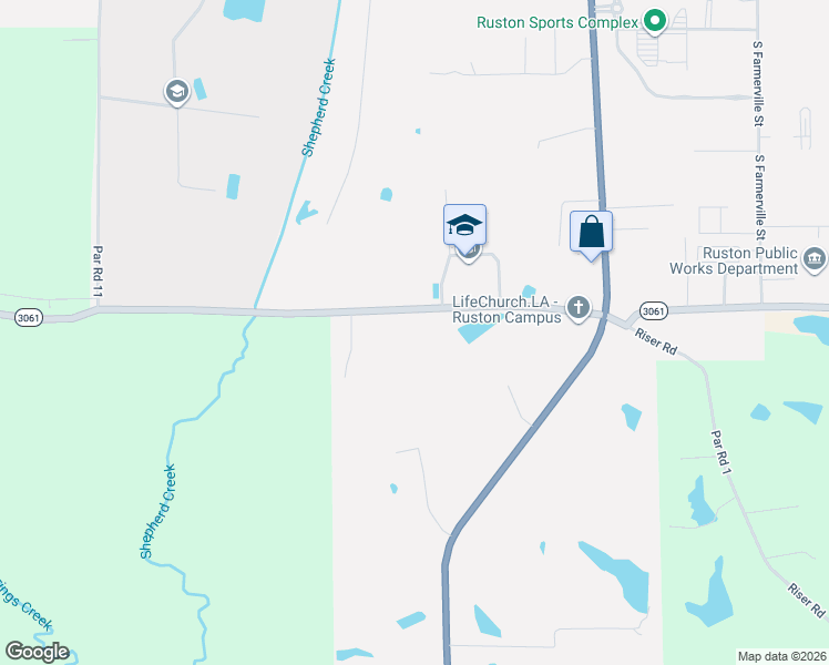 map of restaurants, bars, coffee shops, grocery stores, and more near West Tennessee Avenue in Ruston