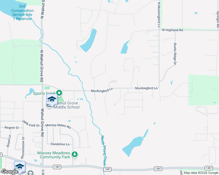 map of restaurants, bars, coffee shops, grocery stores, and more near 4801 Mockingbird Lane in Midlothian