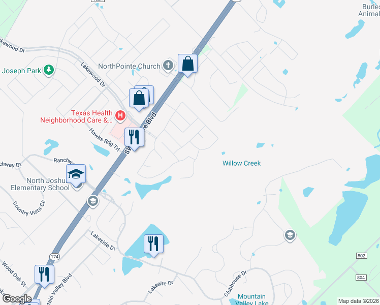 map of restaurants, bars, coffee shops, grocery stores, and more near 608 Fairway View Drive in Burleson
