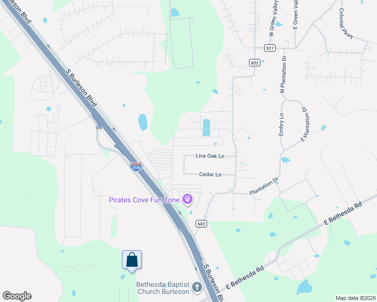 map of restaurants, bars, coffee shops, grocery stores, and more near 2400 Unger Street in Burleson