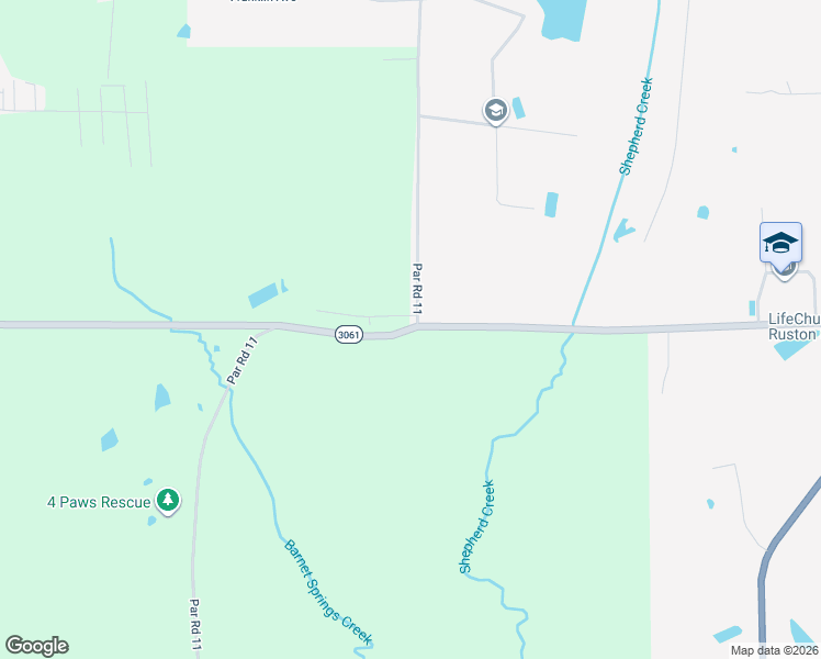 map of restaurants, bars, coffee shops, grocery stores, and more near 1901 Par Road 11 in Ruston