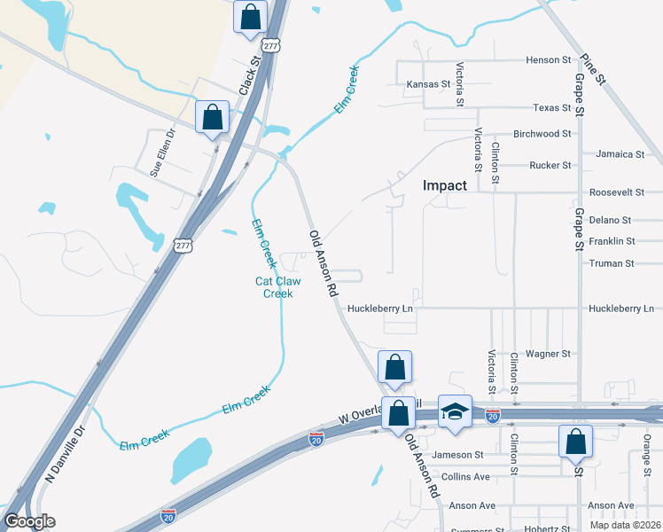 map of restaurants, bars, coffee shops, grocery stores, and more near 2402 Shotgun South in Abilene