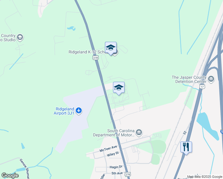 map of restaurants, bars, coffee shops, grocery stores, and more near 1508 Grays Highway in Ridgeland