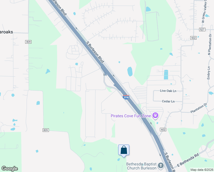map of restaurants, bars, coffee shops, grocery stores, and more near 2185 South Burleson Boulevard in Burleson