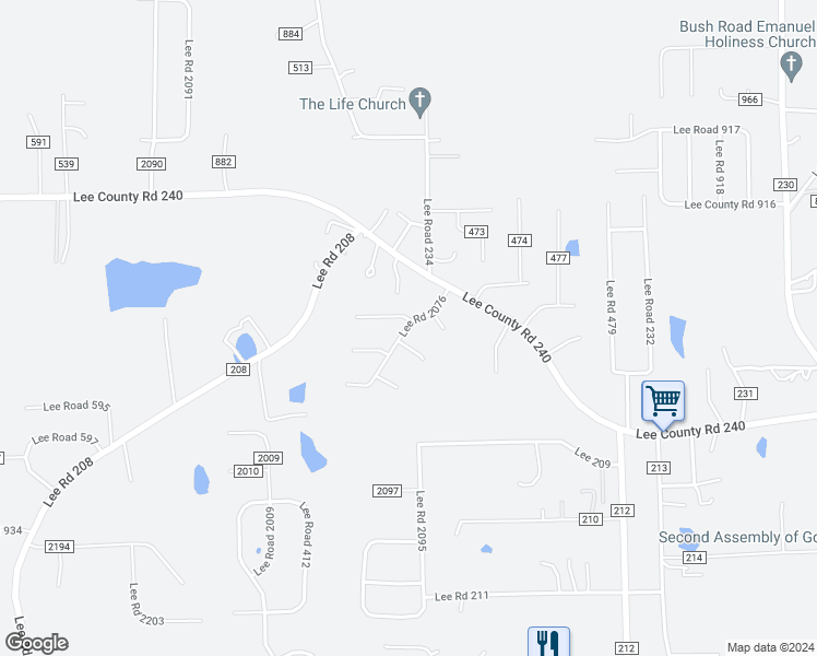 map of restaurants, bars, coffee shops, grocery stores, and more near 123 Lee Road 2076 in Phenix City