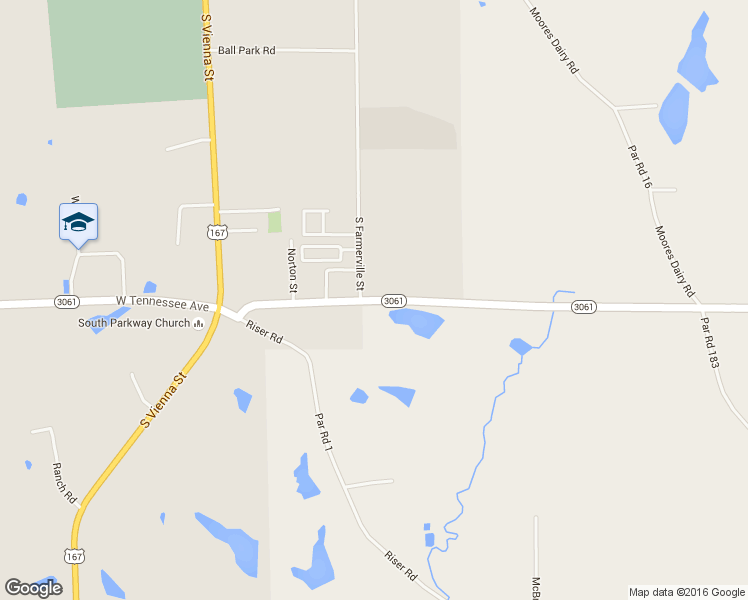 map of restaurants, bars, coffee shops, grocery stores, and more near East Tennessee Avenue in Ruston