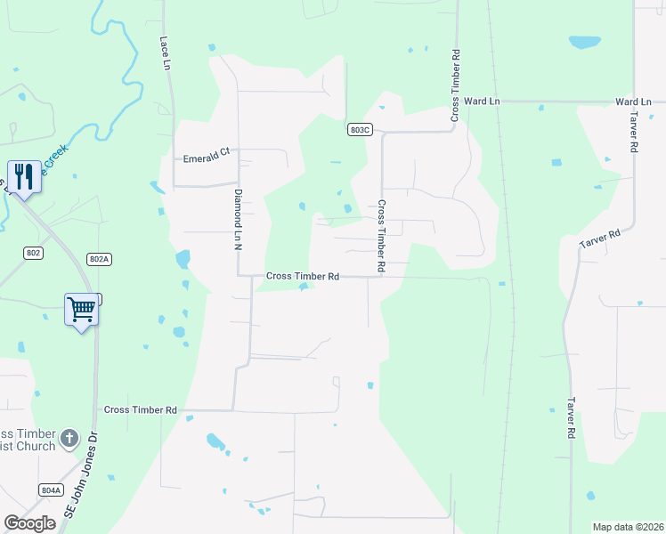 map of restaurants, bars, coffee shops, grocery stores, and more near 3812 Cross Timber Road in Burleson