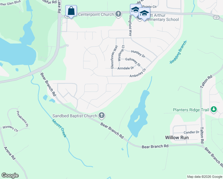 map of restaurants, bars, coffee shops, grocery stores, and more near 406 Red Hawk Pointe in Kathleen