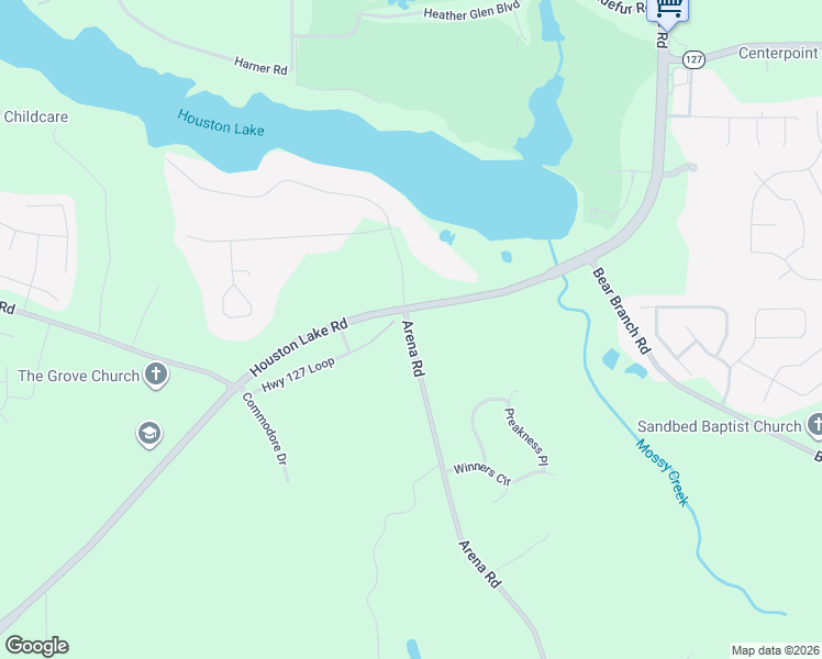 map of restaurants, bars, coffee shops, grocery stores, and more near 2303 Houston Lake Road in Perry