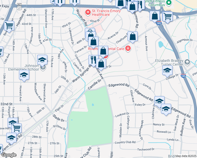 map of restaurants, bars, coffee shops, grocery stores, and more near 2269 Camille Drive in Columbus