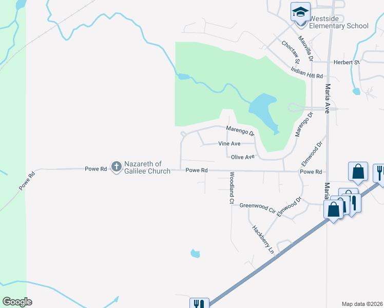 map of restaurants, bars, coffee shops, grocery stores, and more near 1907 Vine Avenue in Demopolis