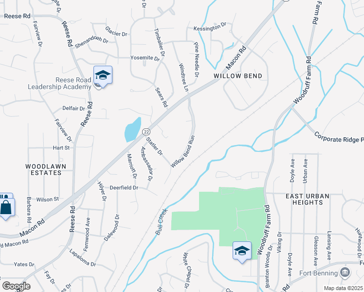 map of restaurants, bars, coffee shops, grocery stores, and more near 3601 Willow Bend Run in Columbus