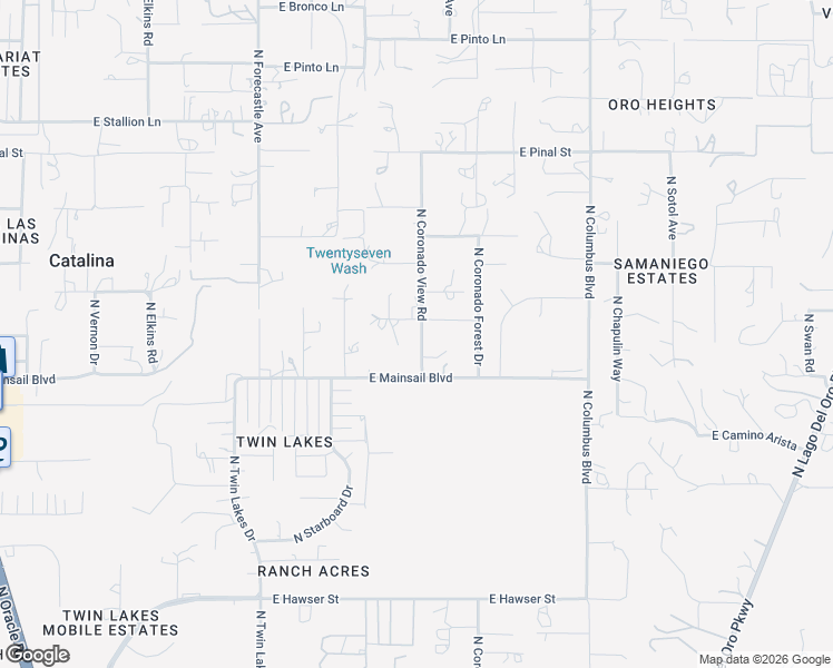 map of restaurants, bars, coffee shops, grocery stores, and more near 16047 N Coronado View Rd in Tucson