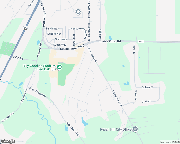 map of restaurants, bars, coffee shops, grocery stores, and more near 214 Clay Lane in Red Oak