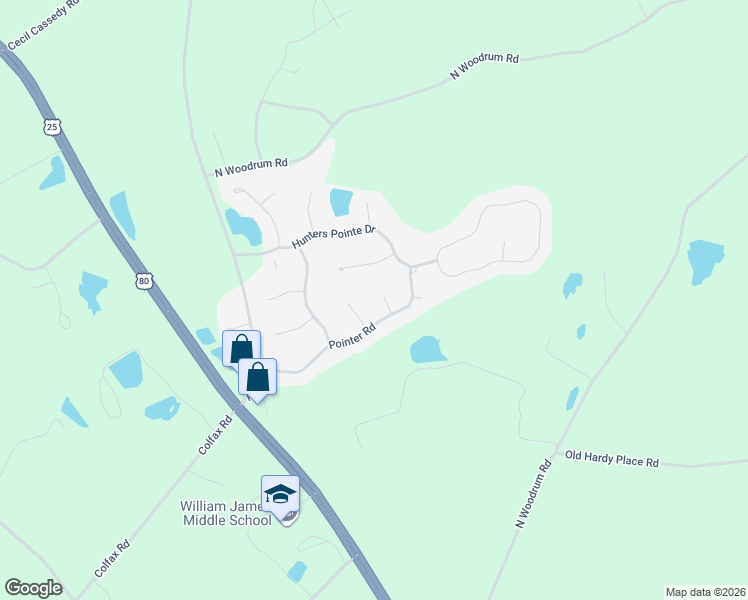 map of restaurants, bars, coffee shops, grocery stores, and more near 904 Brittany Lane in Statesboro
