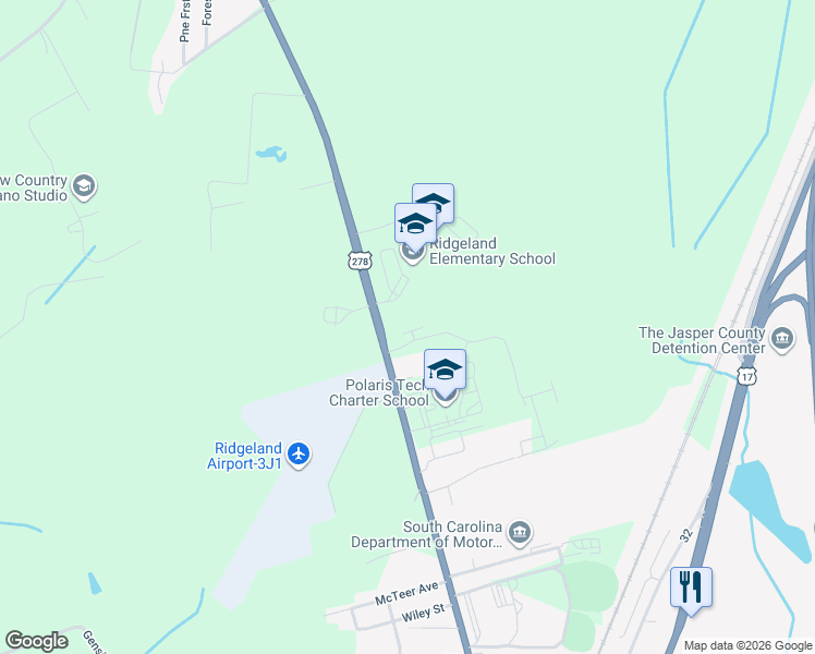 map of restaurants, bars, coffee shops, grocery stores, and more near 250 Jaguar Trail in Ridgeland