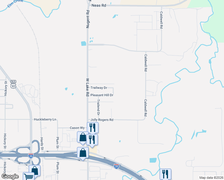map of restaurants, bars, coffee shops, grocery stores, and more near 302 Trailway Drive in Abilene