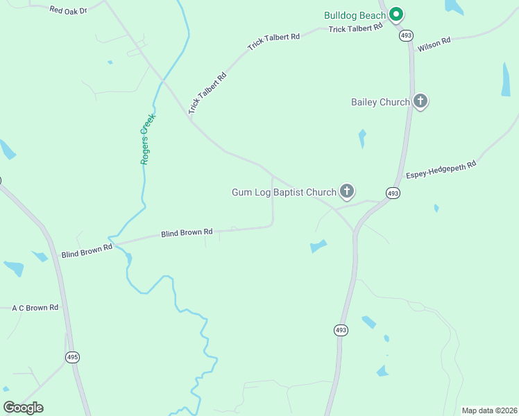 map of restaurants, bars, coffee shops, grocery stores, and more near 5248 Blind Brown Road in Bailey