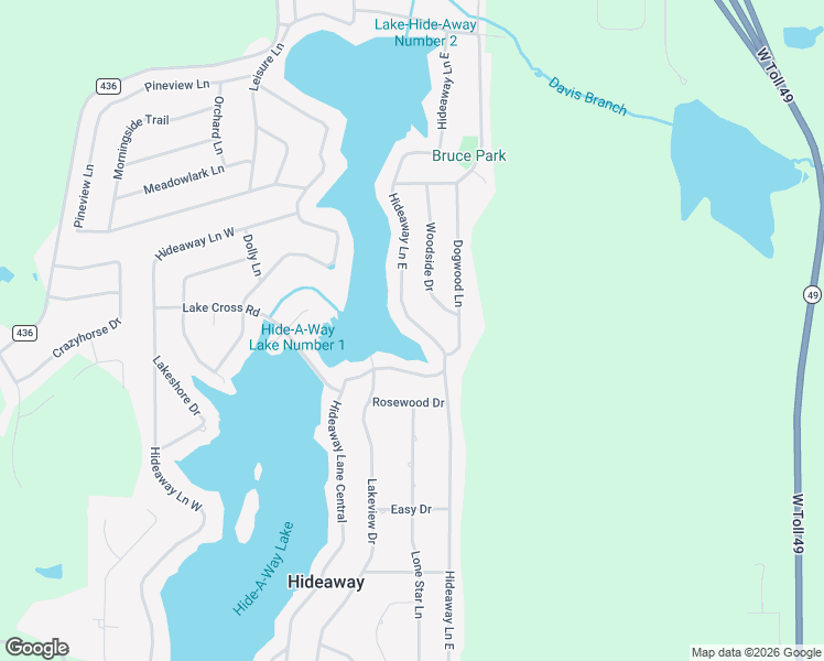 map of restaurants, bars, coffee shops, grocery stores, and more near 523 Hide a Way Lane East in Hideaway